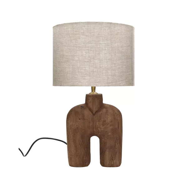 LAMPEDUSA - lampe de table - bois de manguier / lin - DIA 28 x H 49 cm - marron