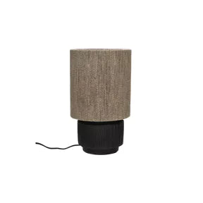 CORDOBA - lampe de table - terre cuite / jute - DIA 18 x H 30 cm - noir