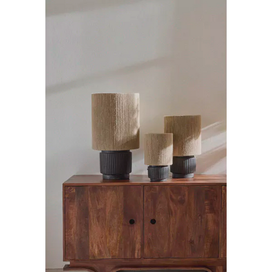 CORDOBA - lampe de table - terre cuite / jute - DIA 32 x H 57 cm - noir