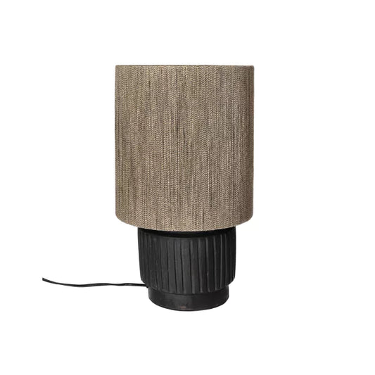 CORDOBA - lampe de table - terre cuite / jute - DIA 25 x H 42 cm - noir