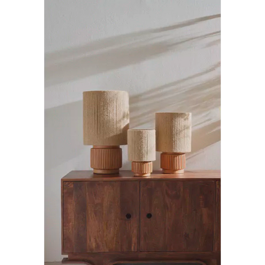 CORDOBA - lampe de table - terre cuite / jute - DIA 32 x H 57 cm - terre cuite