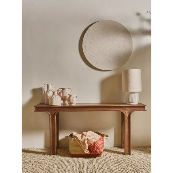CORDOBA - Lampe de table - terre cuite / tissu - DIA 18 x H 31 cm - blanc