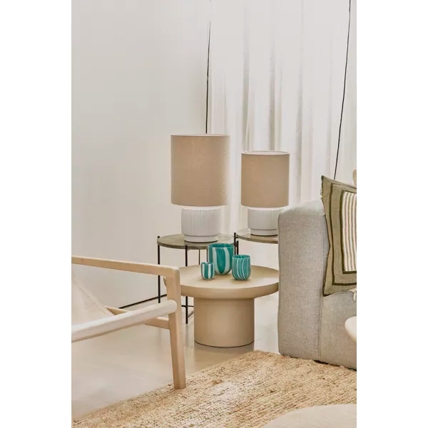 CORDOBA - Lampe de table - terre cuite / tissu - DIA 32,5 cm x H 56,5 cm - blanc