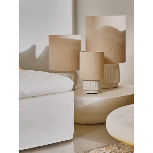 CORDOBA - Lampe de table - terre cuite / tissu - DIA 32,5 cm x H 56,5 cm - blanc
