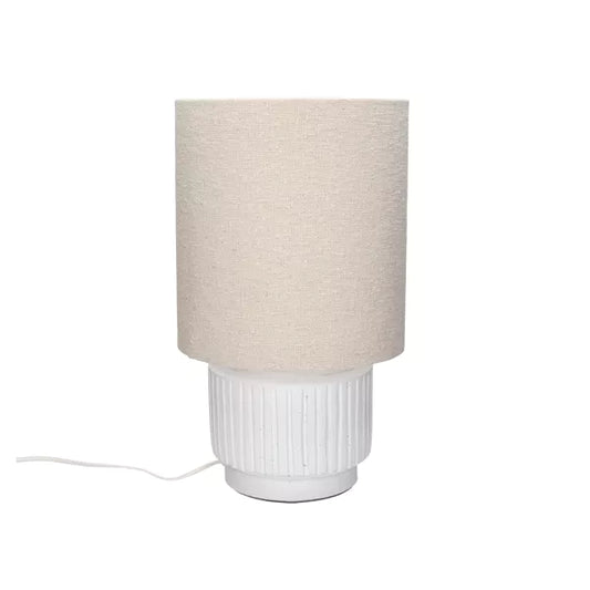 CORDOBA - lampe de table - terre cuite / tissu - DIA 25 x H 44 cm - blanc