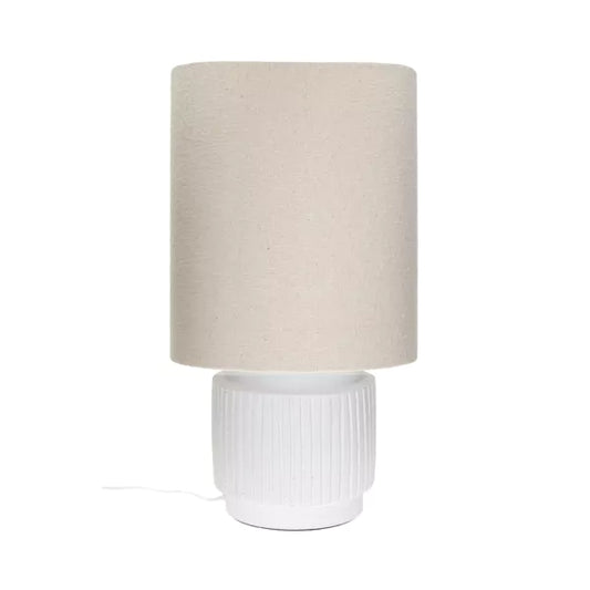 CORDOBA - Lampe de table - terre cuite / tissu - DIA 32,5 cm x H 56,5 cm - blanc