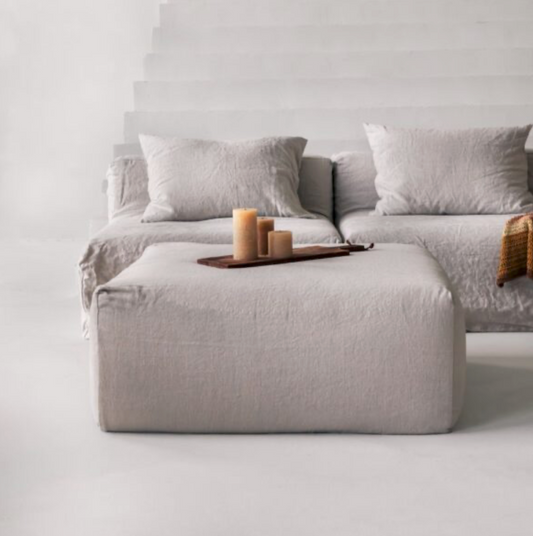 Pouf en velours côtelé