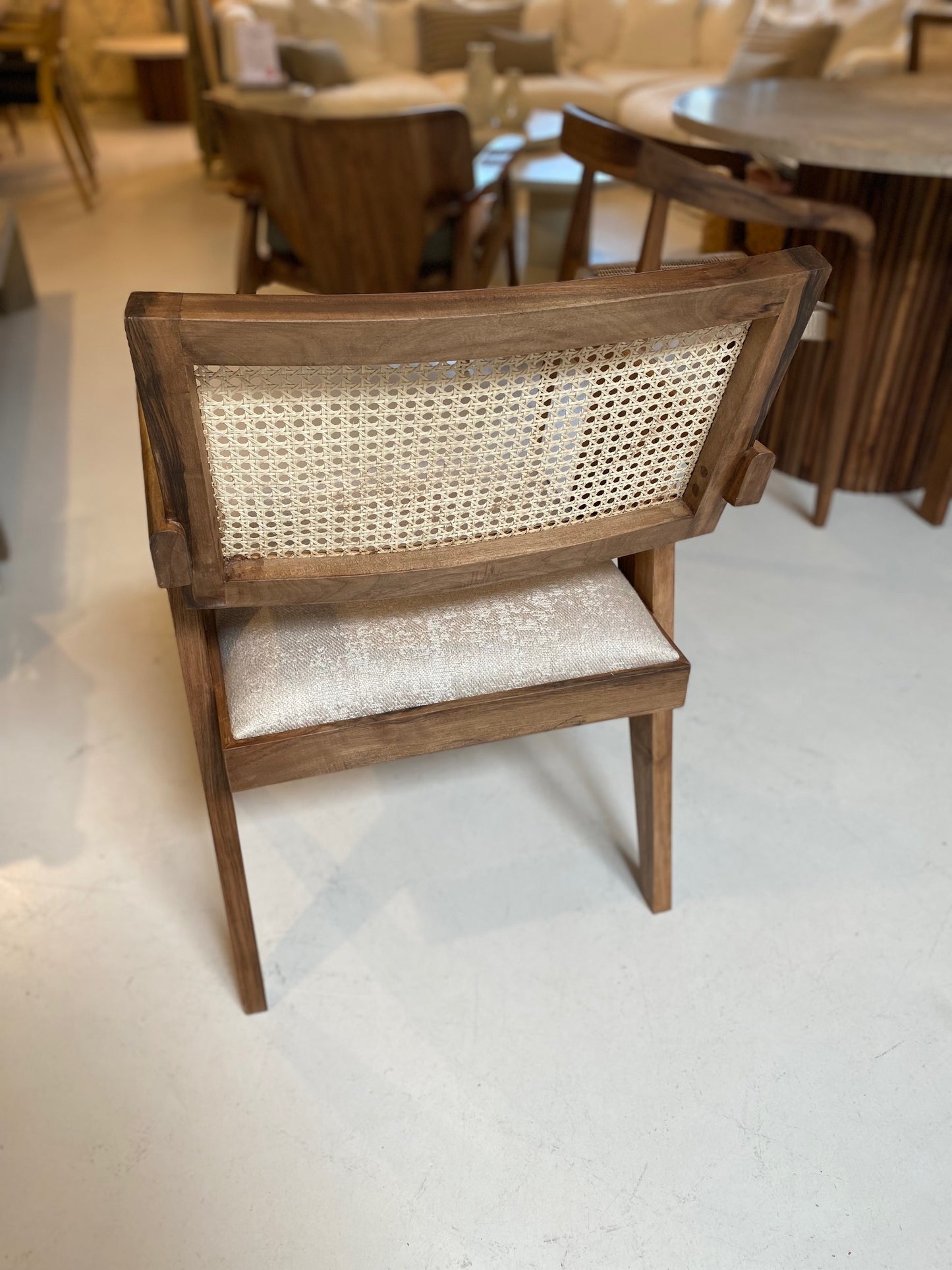 Fauteuil en cannage et assise tissu modèle Palerme