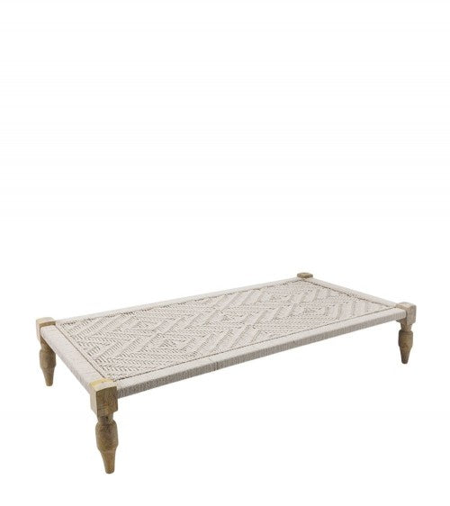 Lit Indien Charpoy Ranasi Ecru Pieds Naturels