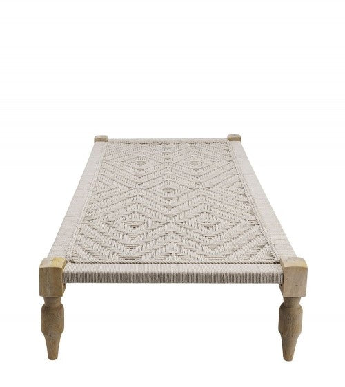 Lit Indien Charpoy Ranasi Ecru Pieds Naturels