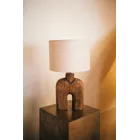 LAMPEDUSA - lampe de table - bois de manguier / lin - DIA 28 x H 49 cm - marron