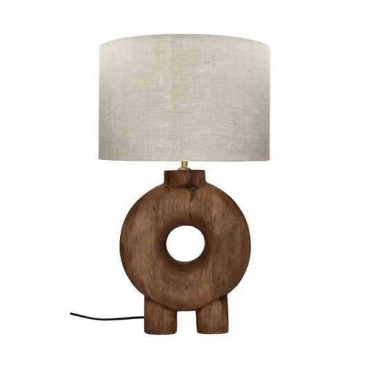 LAMPEDUSA - lampe de table - bois de manguier / lin - DIA 48 x H 82 cm - marron