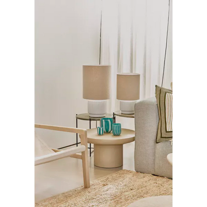 CORDOBA - lampe de table - terre cuite / tissu - DIA 25 x H 44 cm - blanc