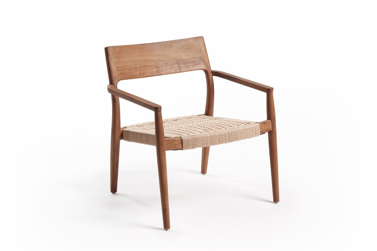 Fauteuil lounge empilable en teck "Buco" In/Outdoor