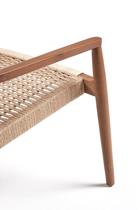 Fauteuil lounge empilable en teck "Buco" In/Outdoor