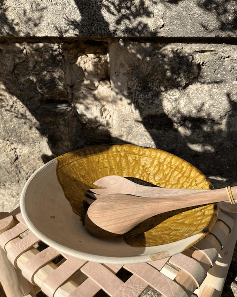 Saladier tamegroute bicolore blanc miel - Artisanat marocain