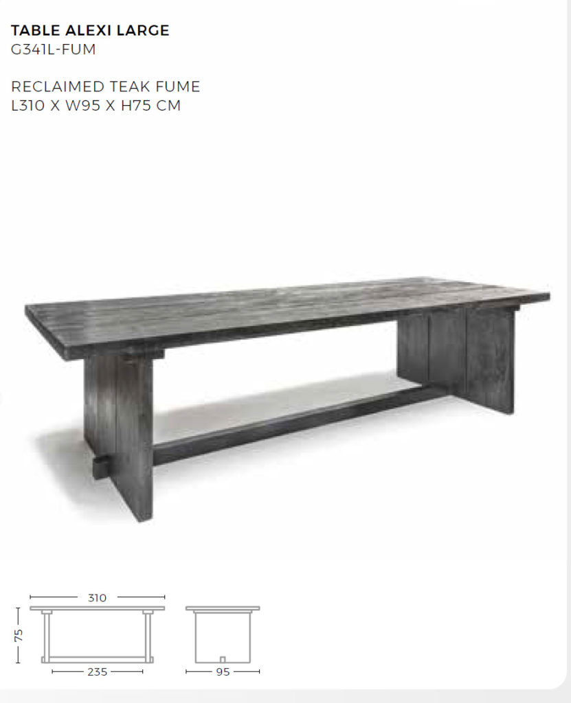 Grande table en bois noir fumé