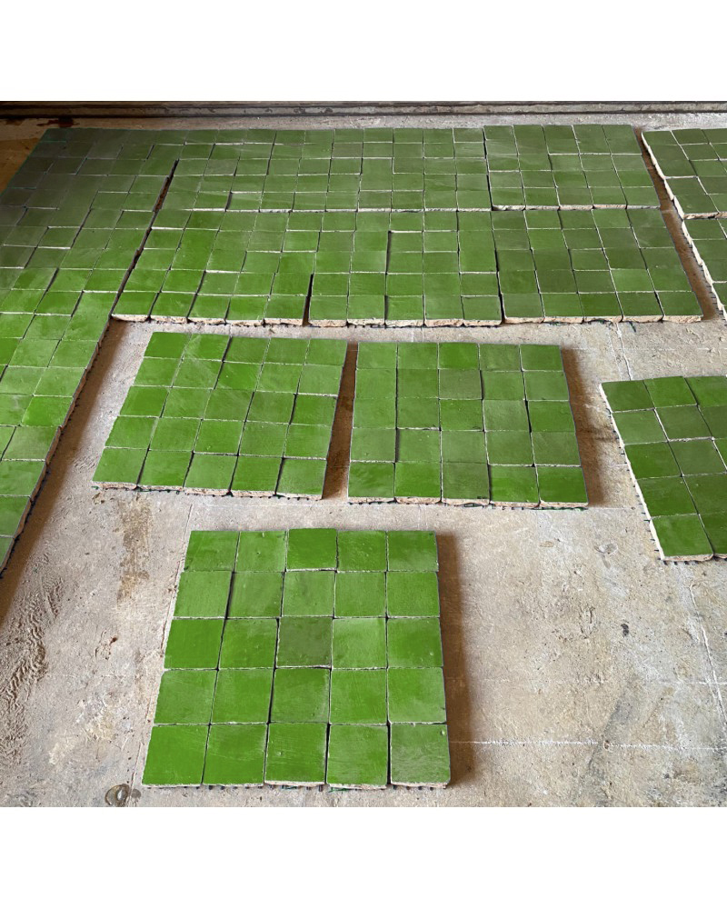 assemblage de zellige vert pomme - carrelage coloré