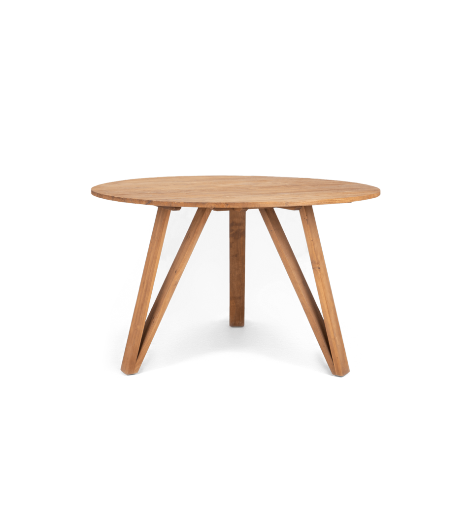 table ronde en bois récupéré