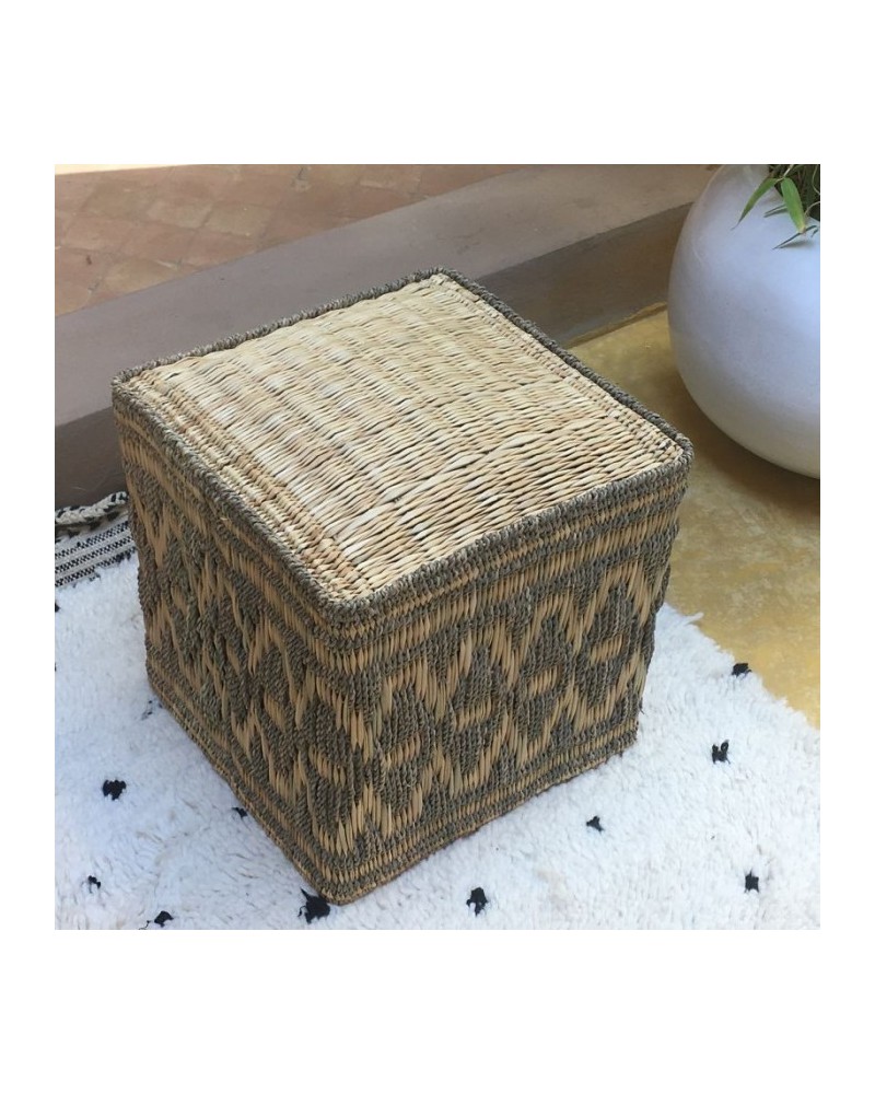 pouf carre marrocain jonc de mer naturel artisanal herault castries